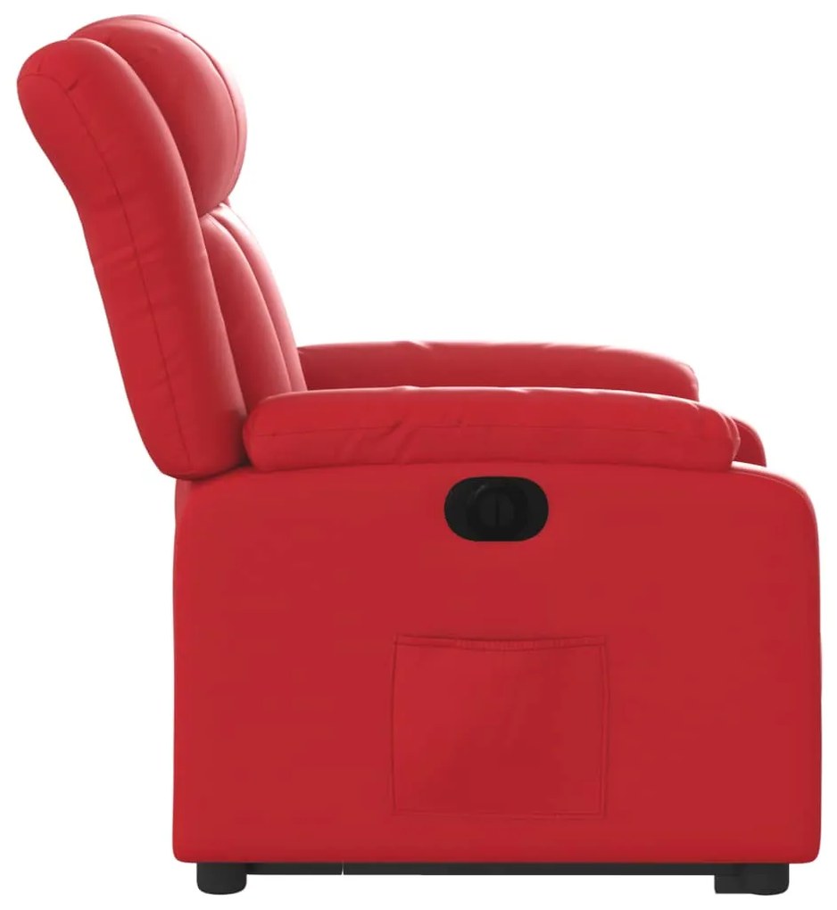 Poltrona reclinável elevatória elétrica couro artif. vermelho
