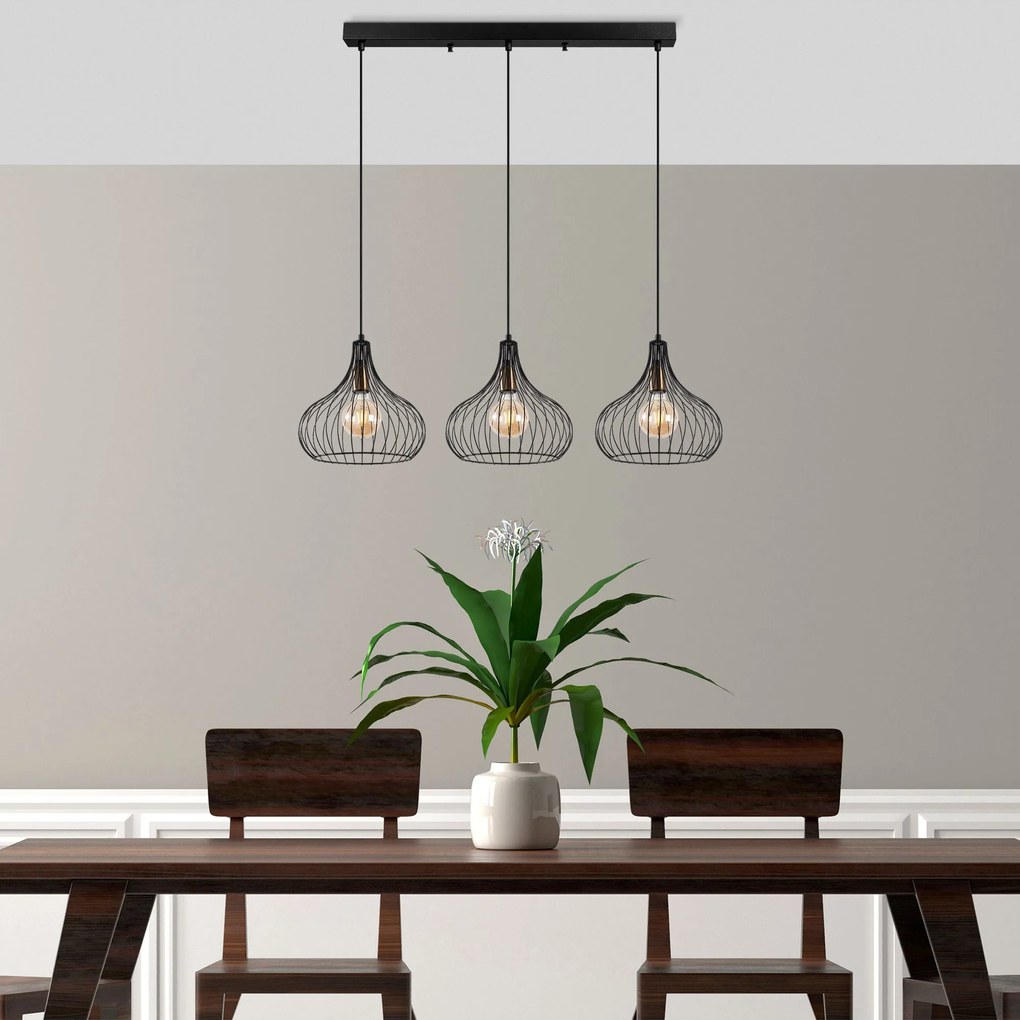 Candeeiro Suspenso Teldamla – Preto Antique – 76 x 22 x 120 cm