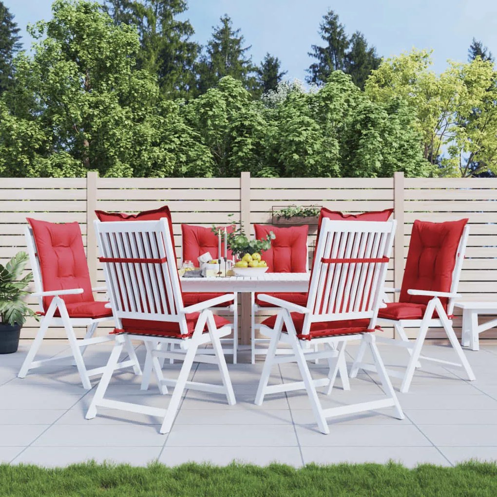 vidaXL Almofadões cadeiras altas de jardim 6 pcs tecido vermelho tinto