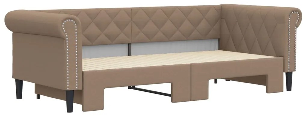 Sofá-cama com gavetão 90x200 cm couro artificial cappuccino