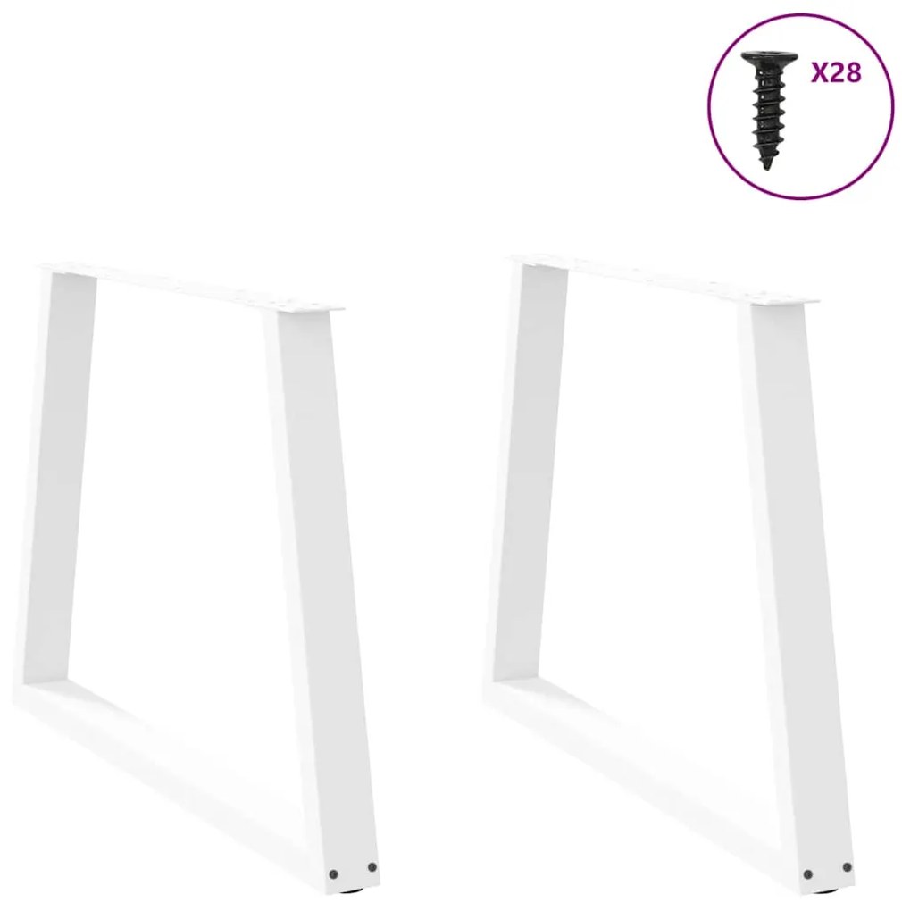 Mesa de jantar pernas 2pcs forma V 100x(72-73,3)cm aço branco