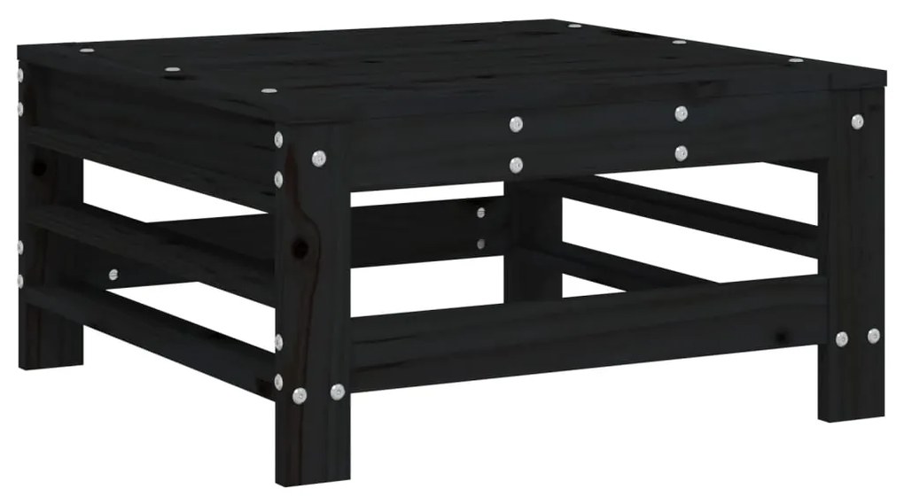 3 pcs conjunto lounge de jardim madeira de pinho maciça preto