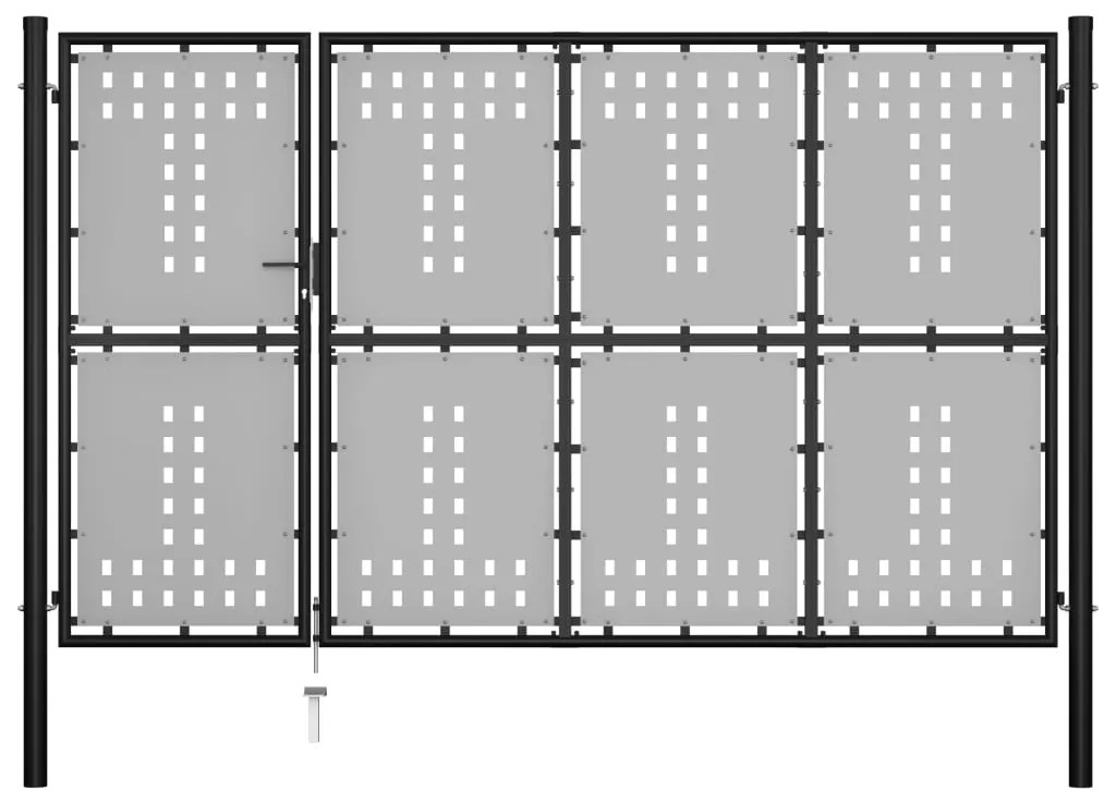 vidaXL Portão de jardim 350x150 cm aço preto