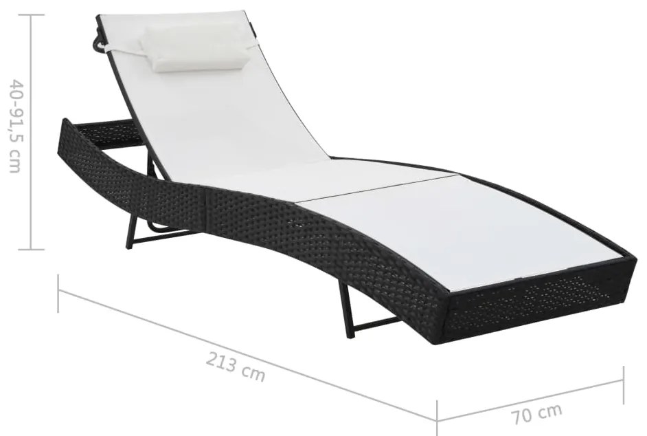 Espreguiçadeiras com mesa 2 pcs vime PE e textilene preto