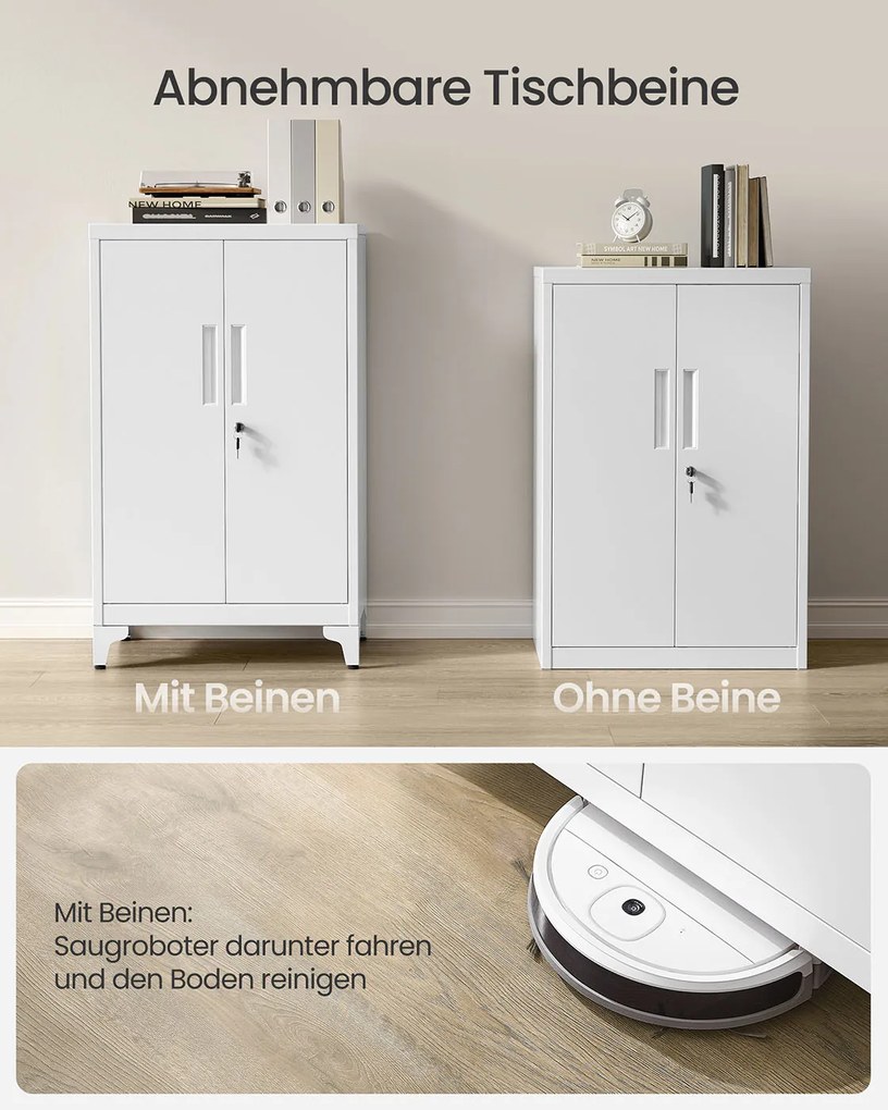 Armário arquivo escritório 40,2 x 60,1 x 99 cm com fechadura e 2 portas branco mate