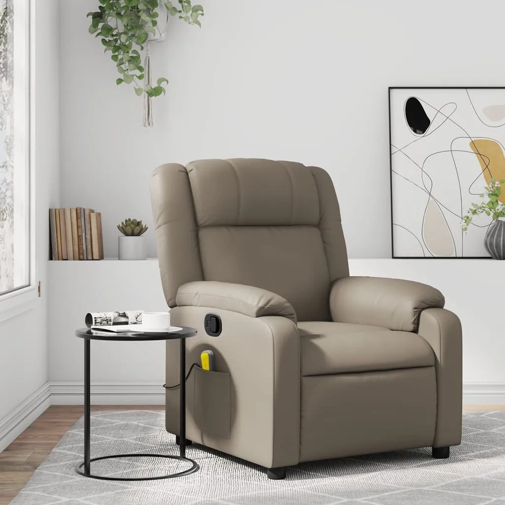 vidaXL Poltrona de massagens reclinável couro artificial cappuccino
