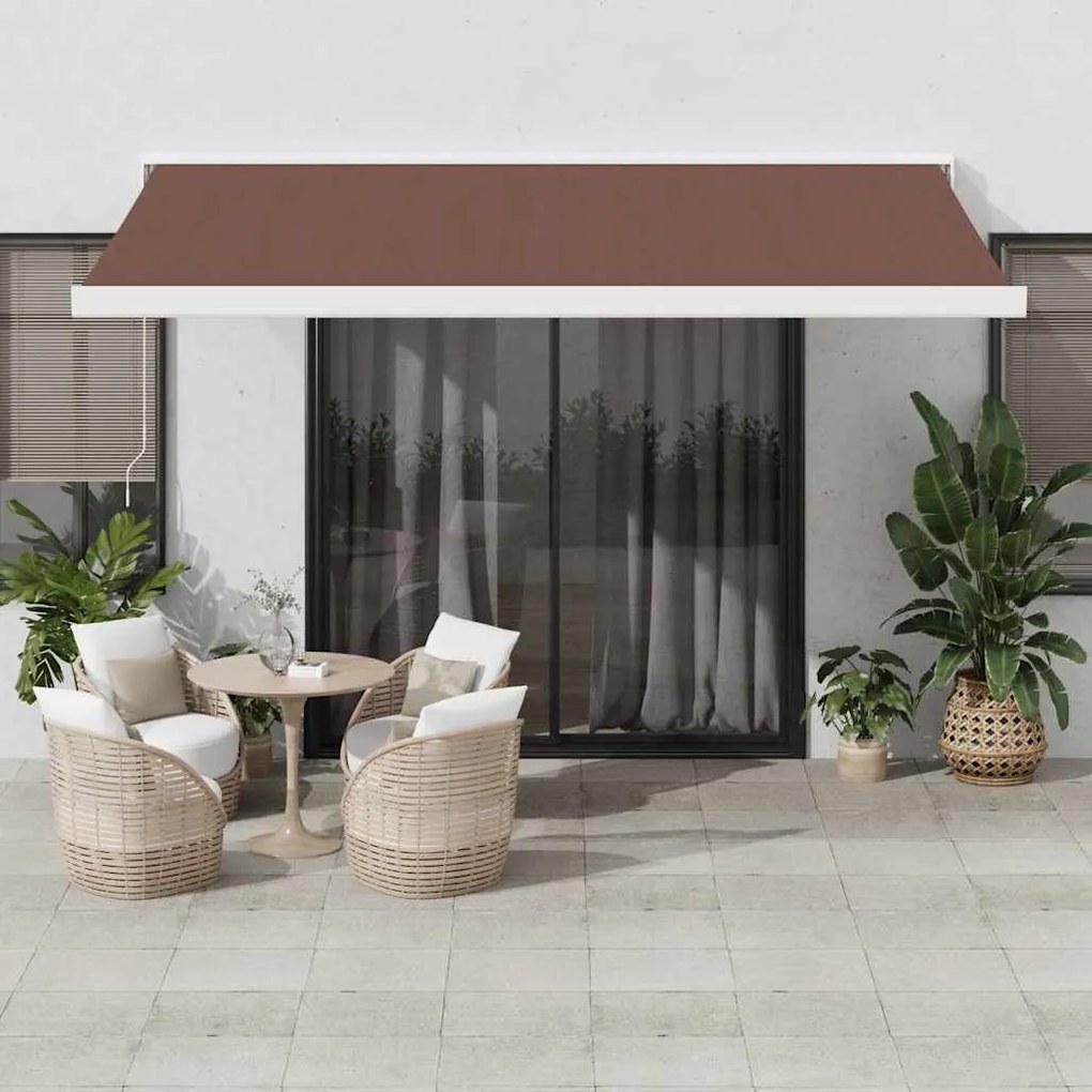 vidaXL Toldo retrátil automático 400x300 cm castanho
