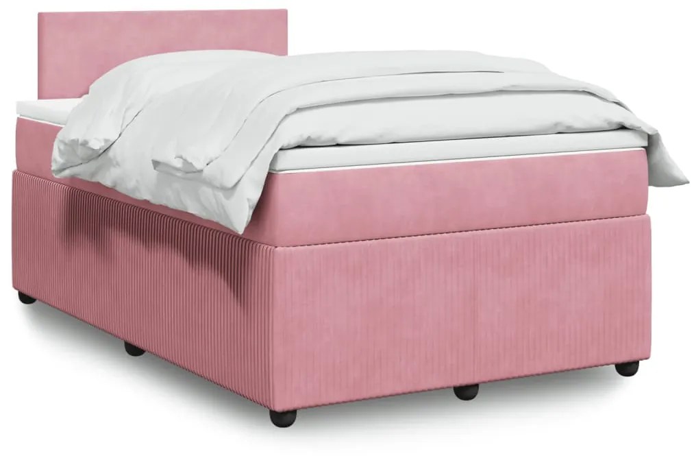 Cama boxspring com colchão 120x190 cm veludo rosa