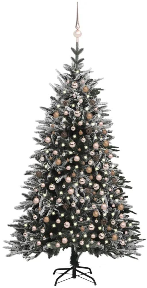 Árvore de Natal artificial c/ luzes LED/bolas/neve PVC/PE 210cm