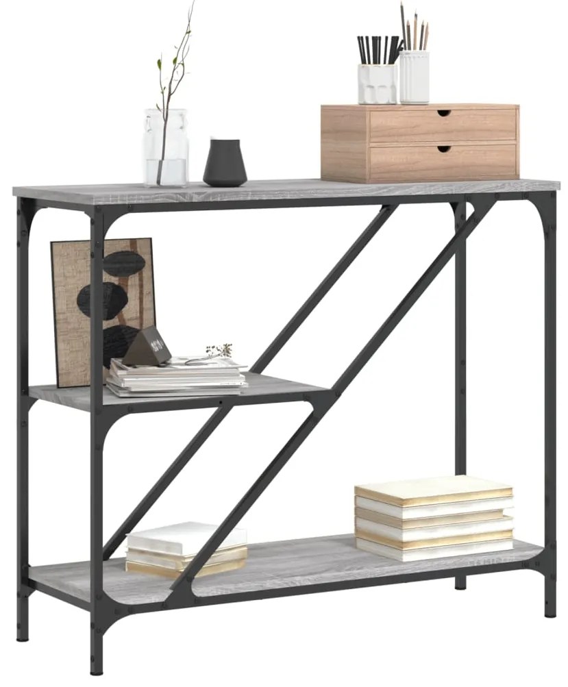 Mesa consola 88,5x30x75 cm derivados de madeira cinzento sonoma