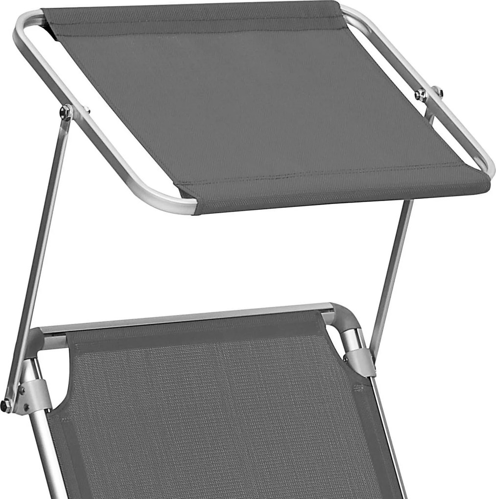 Espreguiçadeira de jardim com cobertura para o sol 55 x 193 x 31 cm Cinzento fumado