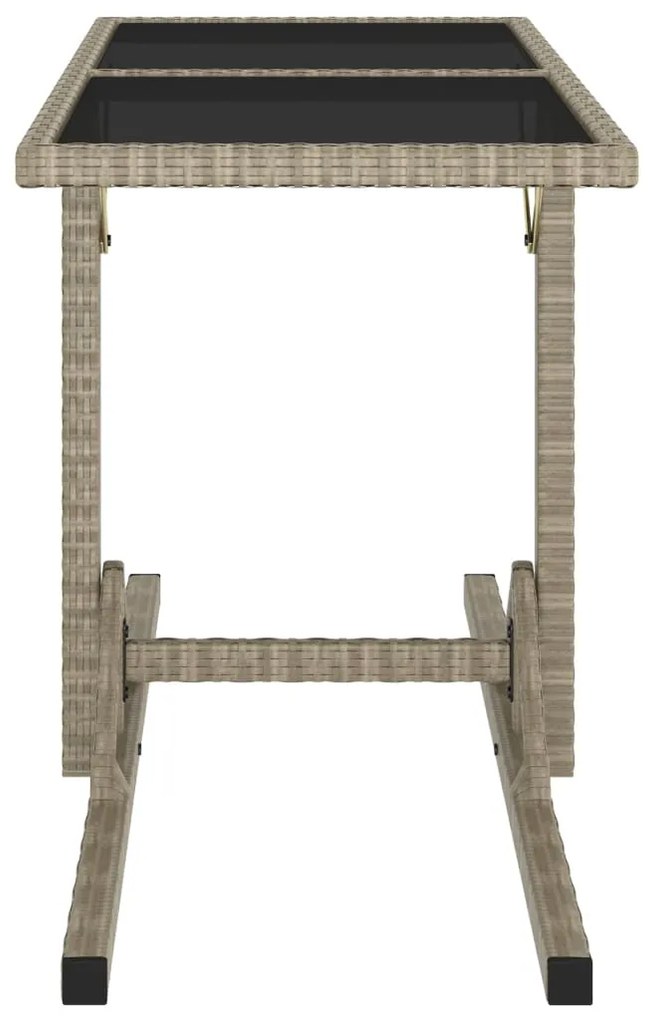 Mesa de jardim 110x53x72 cm vidro e vime PE bege