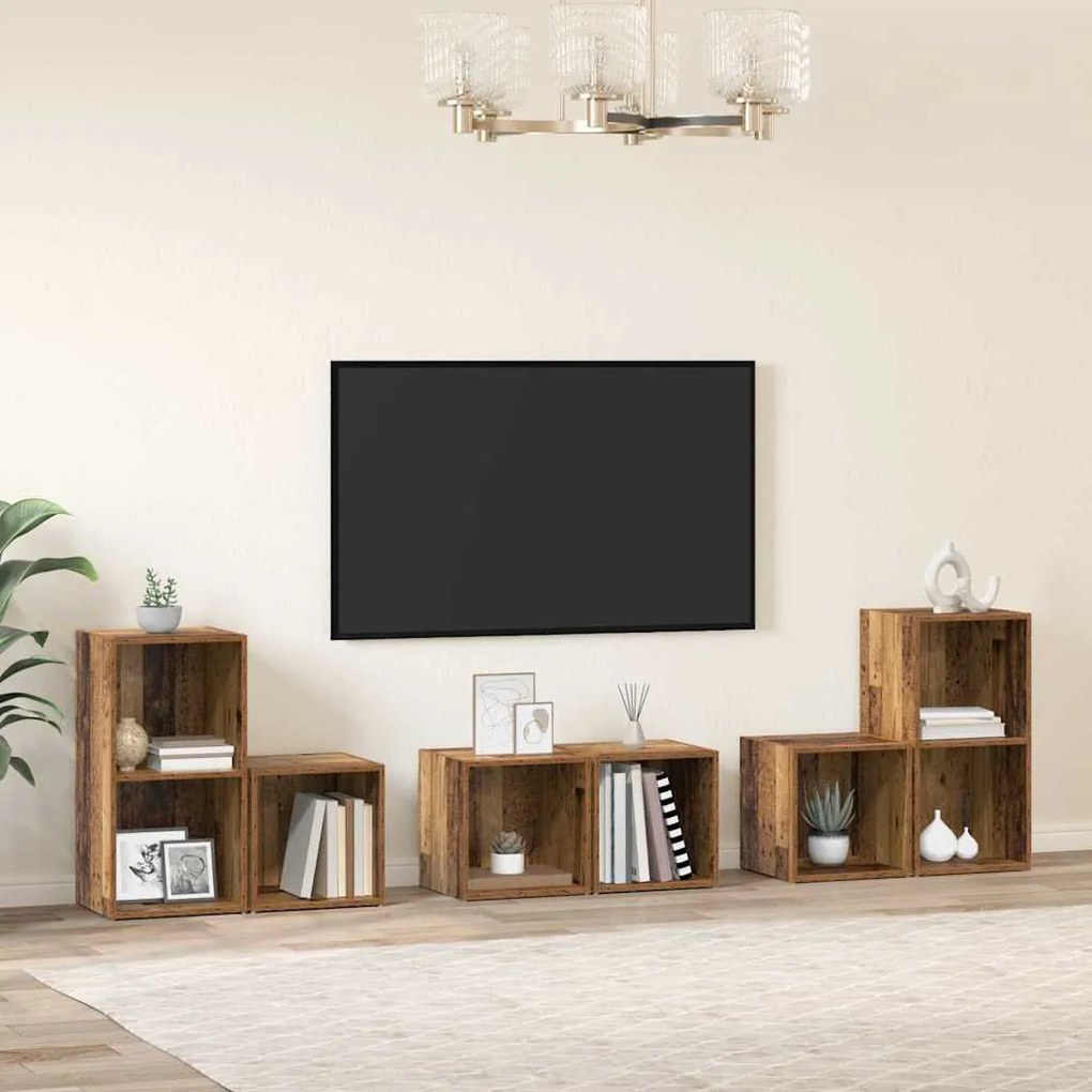 Conjunto de Estantes para TV 6 pcs Madeira Antiga