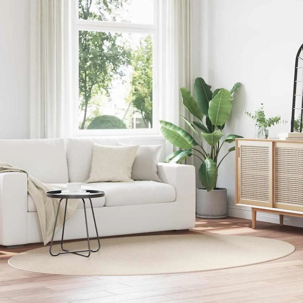 vidaXL Tapetes de área Oval HUARTE Bege 160 x 230 cm 100% Poliéster