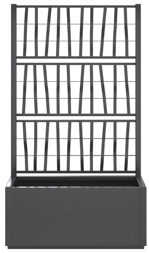 Vaso/floreira de jardim c/ treliça 80x36x140 cm PP cinza-escuro