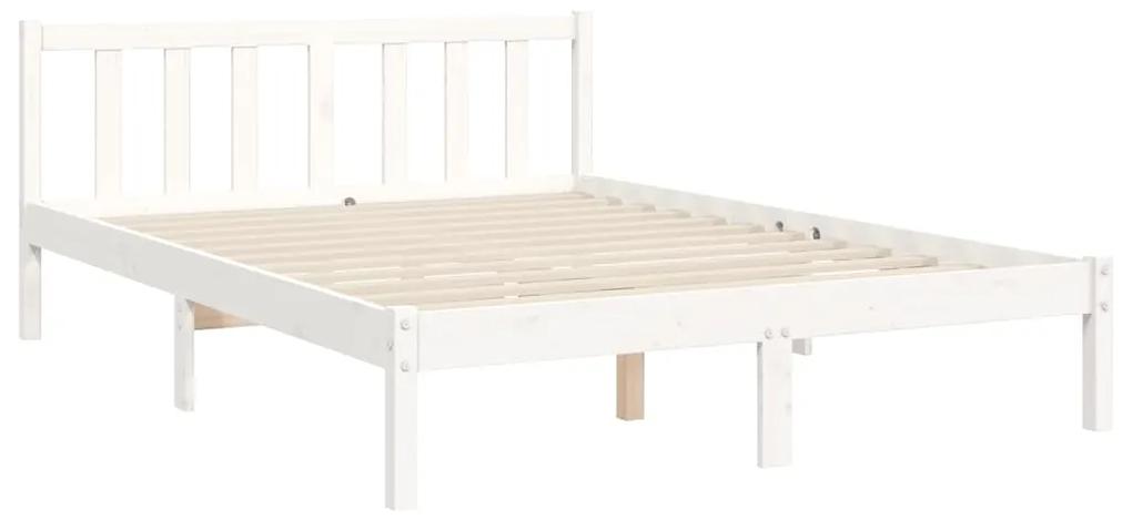 Estrutura de cama com cabeceira 140x190cm madeira maciça branco