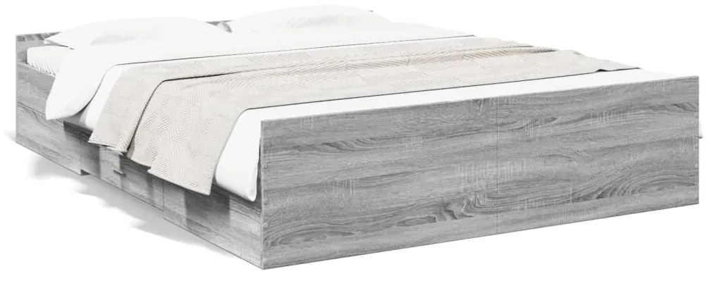 vidaXL Estrutura de cama c/ gavetas derivados madeira cinza sonoma
