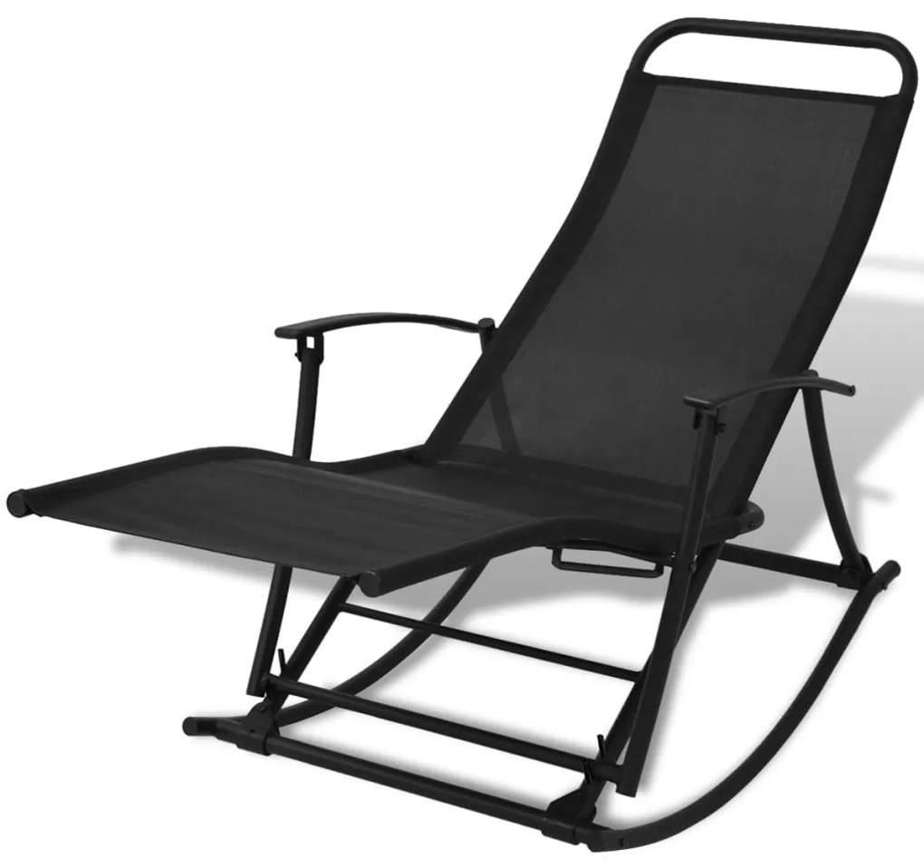 42158 vidaXL Cadeira de baloiço jardim aço e textilene preto