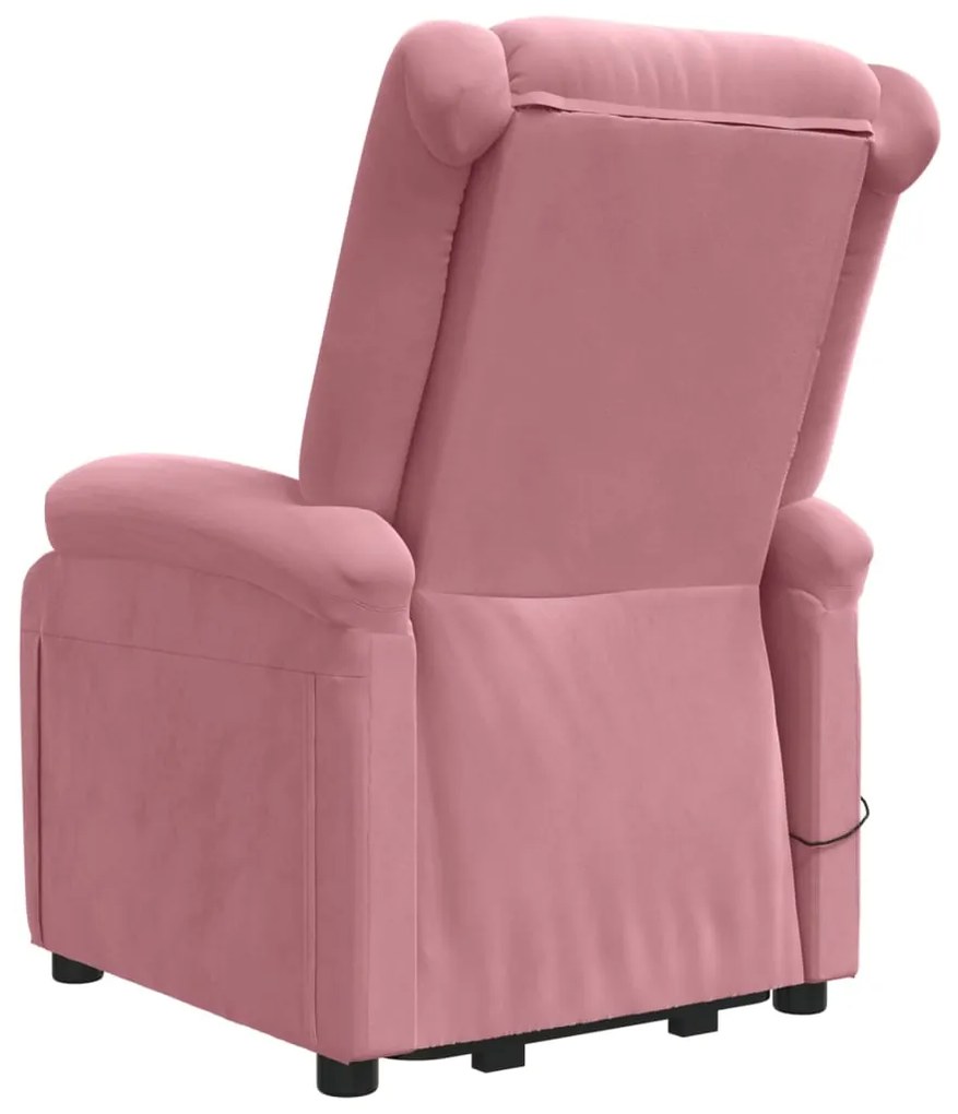 Poltrona de massagens elevatória veludo rosa
