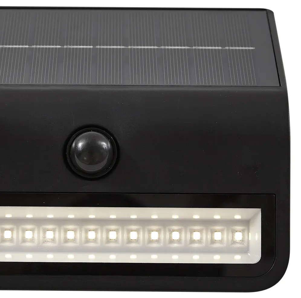 Luminária de parede exterior preta com LED IP54 com sensor de movimento solar - Floody