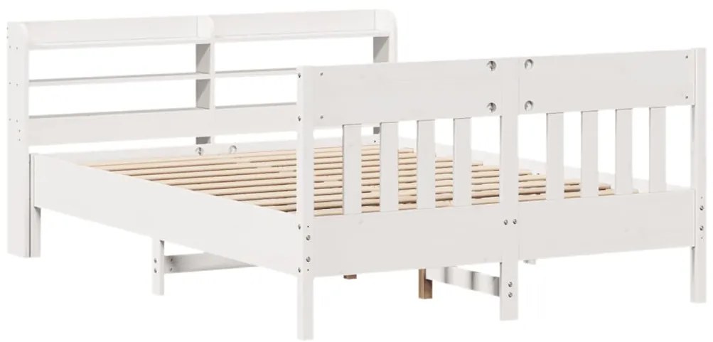 Cama sem colchão 150x200 cm madeira de pinho maciça branco