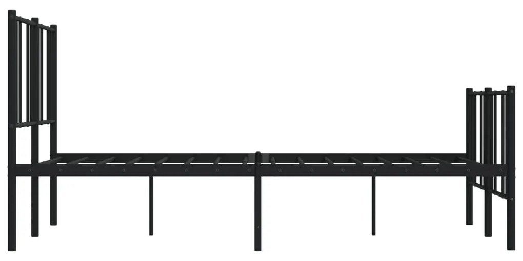 Estrutura de cama com cabeceira e pés 140x190 cm metal preto