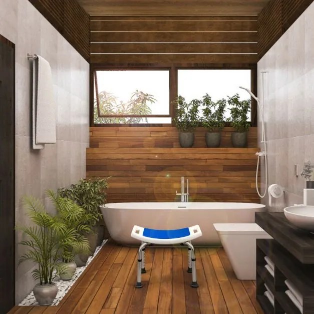 Cadeira de banho giratória 360° com 6 alturas ajustáveis