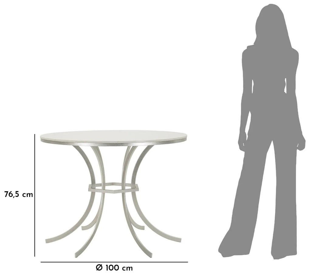 MESA DE JANTAR ISTANBUL Ø 100X76,5 CM PRATA E BRANCO