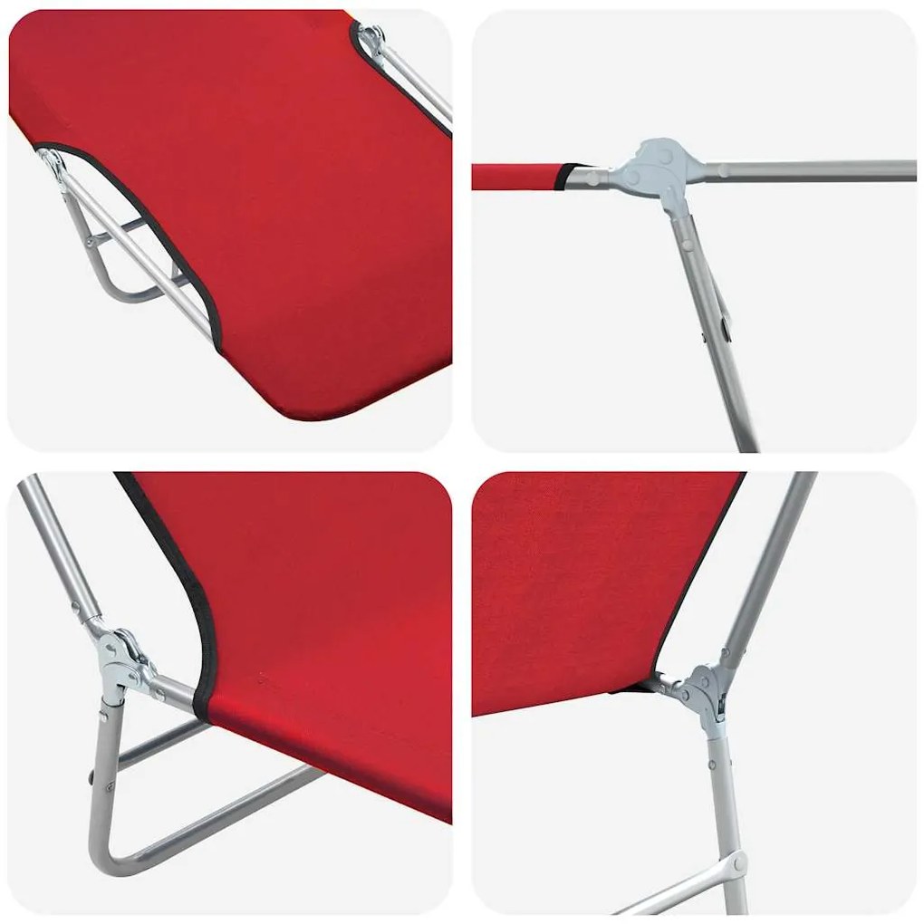 Espreguiçadeiras dobráveis 2 pcs aço e tecido vermelho