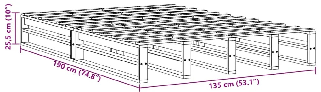 Cama sem colchão 135x190 cm madeira de pinho maciça branco