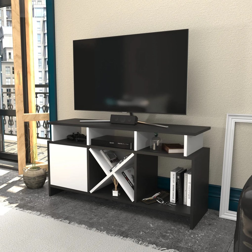 Móvel TV Auburn – Antracite e Branco – 120x29,9x60,6 cm