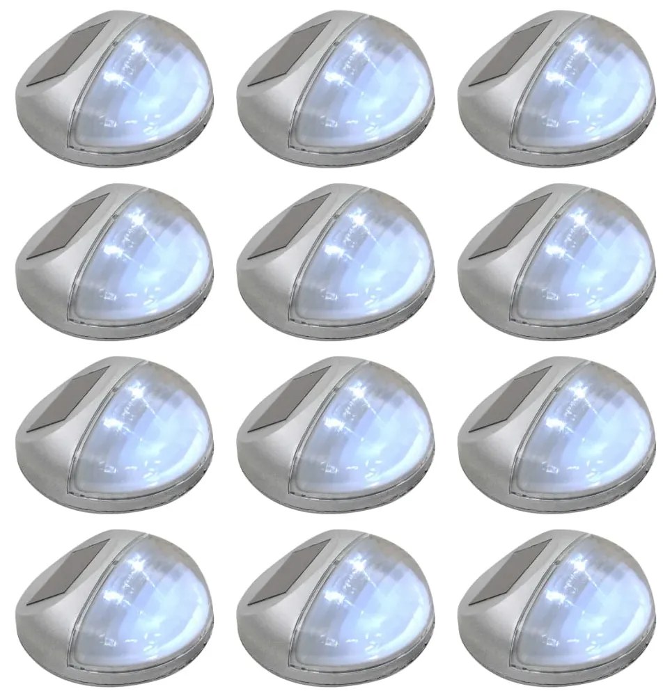vidaXL Candeeiro de parede solar LED exterior 12 pcs prateado redondo