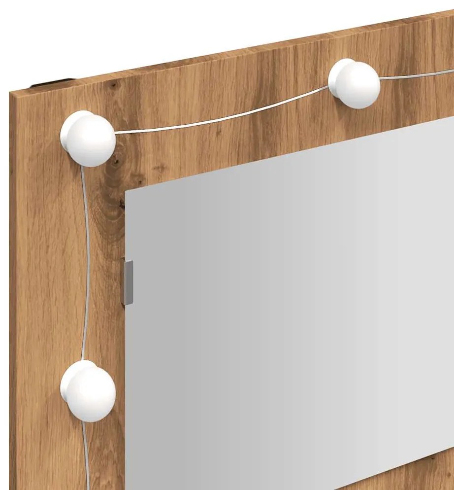 Toucador de Parede com Luzes LED - 90x31,5x62 cm - Carvalho Artisiano