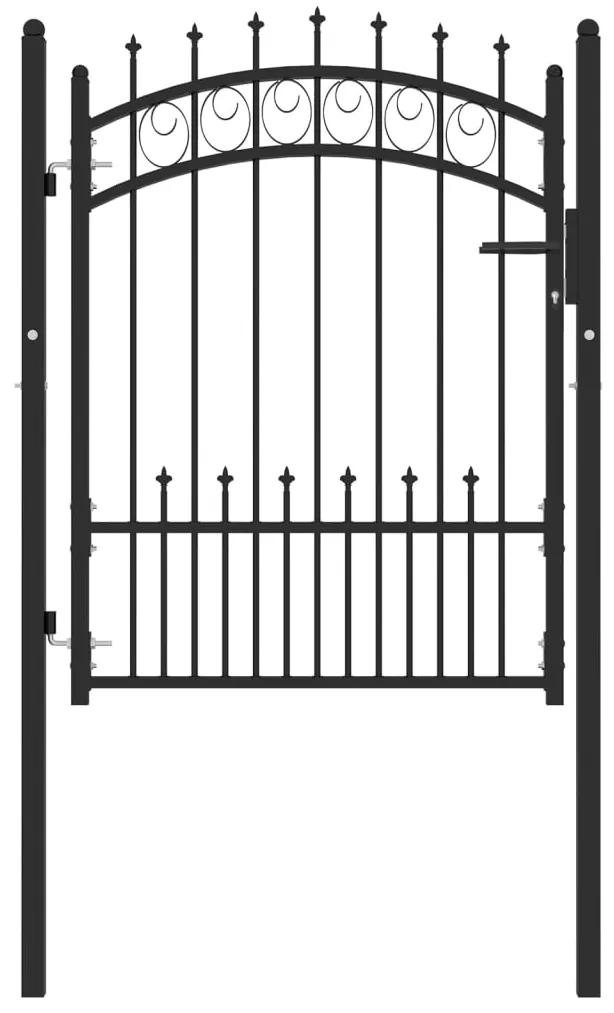 146389 vidaXL Portão para cerca com espetos 100x125 cm aço preto