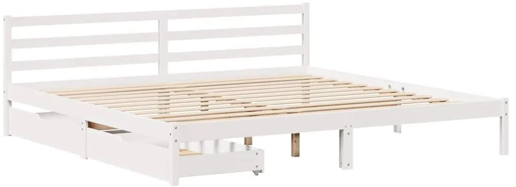 Cama sem colchão 180x200 cm madeira de pinho maciça branco