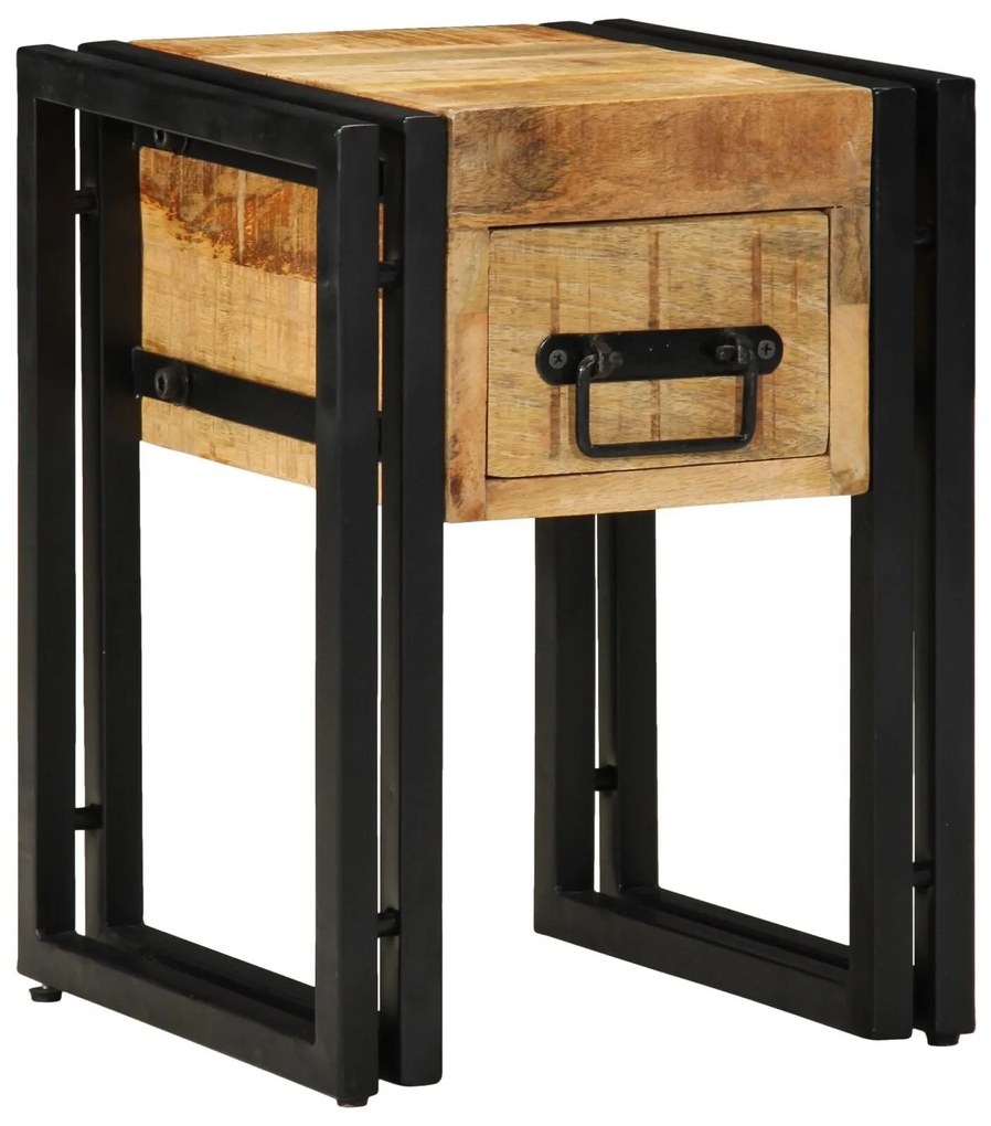 Mesa de Apoio vidaXL com Gaveta Preta 30x30x40 cm Madeira de Mangueira