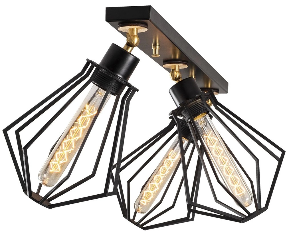 Candeeiro de Teto Oylat – Preto e Dourado – 70 x 18 cm