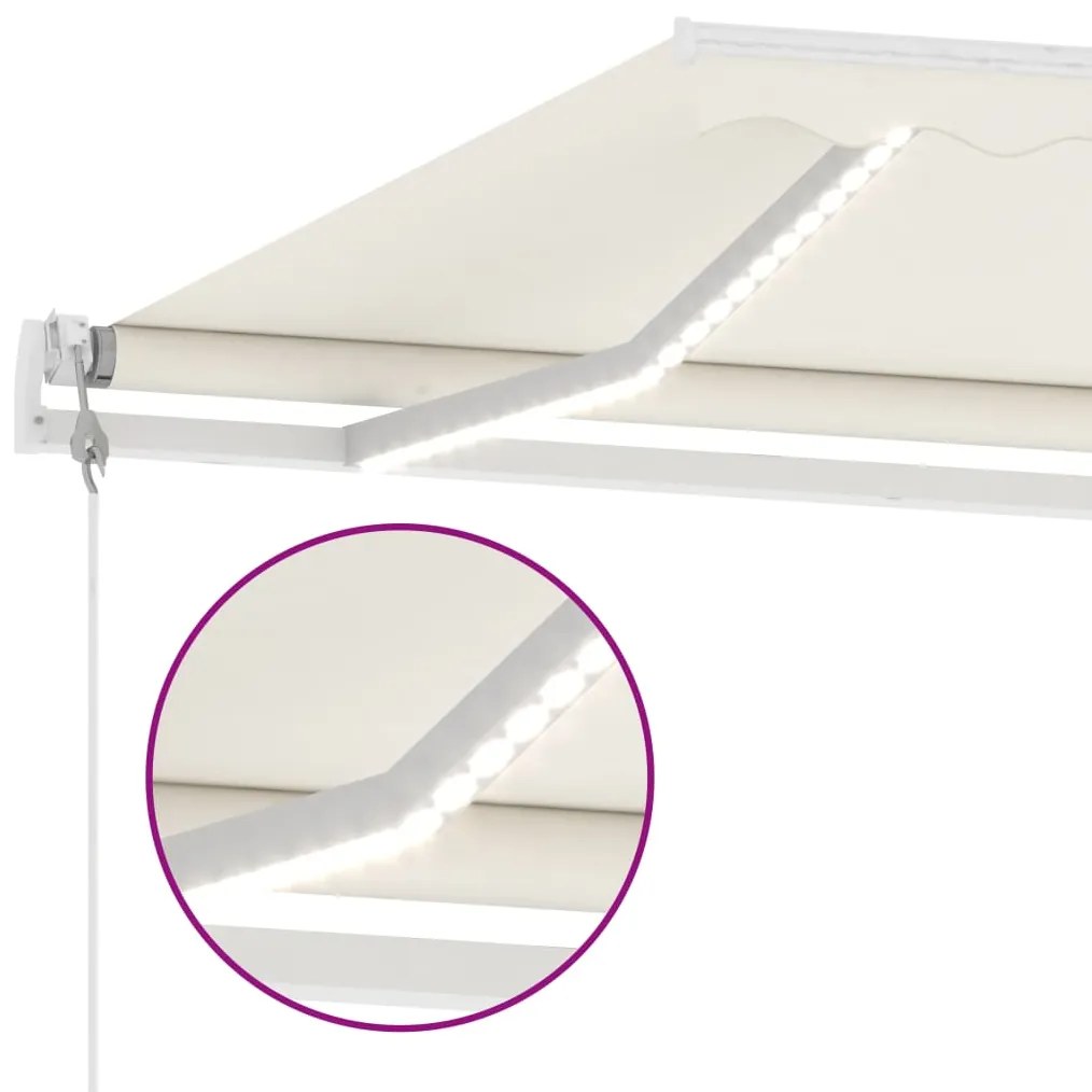 Toldo automático com LED e sensor de vento 500x350 cm cor creme