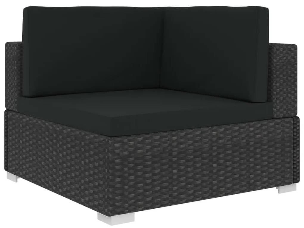 Conjunto sofás de jardim c/ almofadões 4 pcs vime PE preto