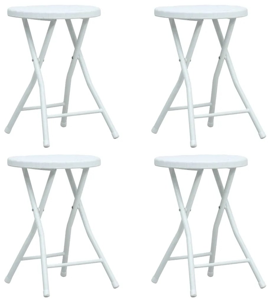 47891 vidaXL Bancos de jardim dobráveis 4 pcs PEAD aspeto vime branco