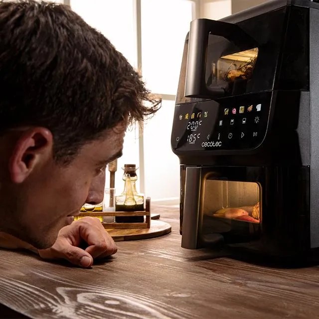 Fritadeira de ar de 10L com janelas Cecofry DuoLevel 10000 DuoSize Window com cubas sobrepostas de 3.5L e 6.5L, 2000 W de potência