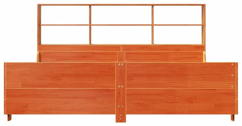 Cama sem colchão 200x200 cm madeira maciça castanho-mel