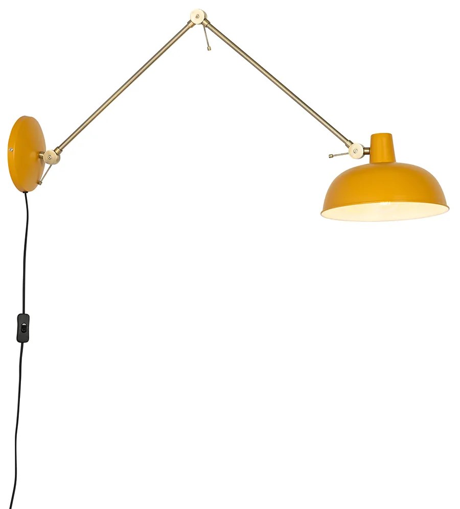 Candeeiro de parede retro amarelo com bronze - Milou Candeeiro de parede retro amarelo com bronze - Milou Retro