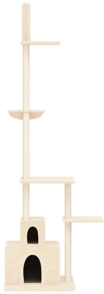 Árvore p/ gatos altura ajustável chão-teto 250,5-276,5 cm creme