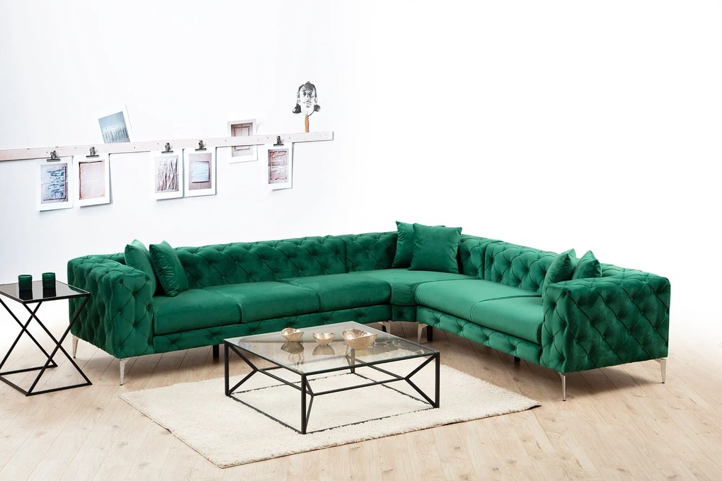 Sofá de Canto Como – Verde – 310 cm x 70 cm x 270 cm