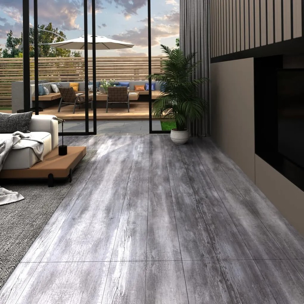 330197 vidaXL Tábuas de soalho PVC autoadesivo 5,21 m² 2mm madeira cinza mate