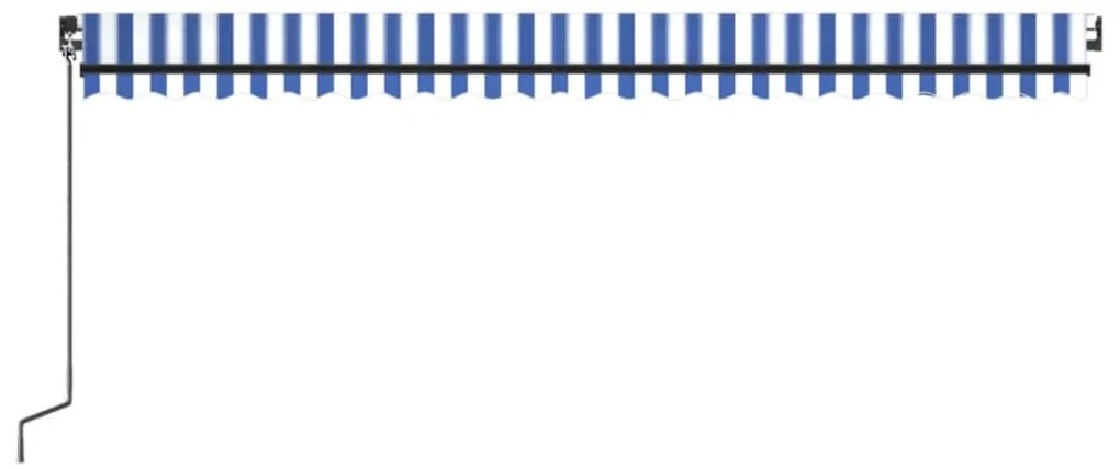 Toldo retrátil manual 500x350 cm azul e branco