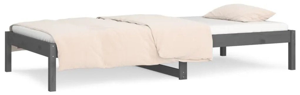 Sofá-cama de solteiro 90x190 cm madeira de pinho maciça cinza