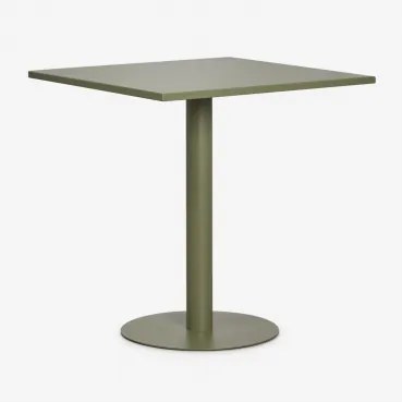 Mesa De Jardim Quadrada 70x70 Cm Em Ferro Mizzi Verde Azeitona Intenso - Sklum