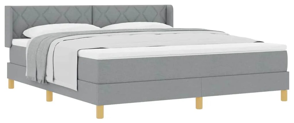 Cama Box Spring com Colchão Cinza Claro, 180 x 200 cm, Tecido
